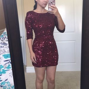 Burgundy Sequin Dress